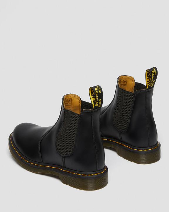 2976 Yellow Stitch Smooth Leather Chelsea Boots - Black - Mens