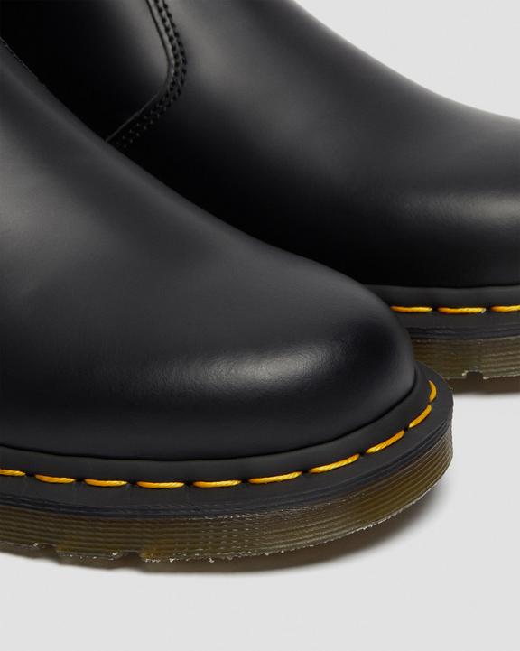 2976 Yellow Stitch Smooth Leather Chelsea Boots - Black - Mens