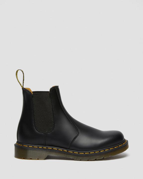 2976 Yellow Stitch Smooth Leather Chelsea Boots - Black - Mens