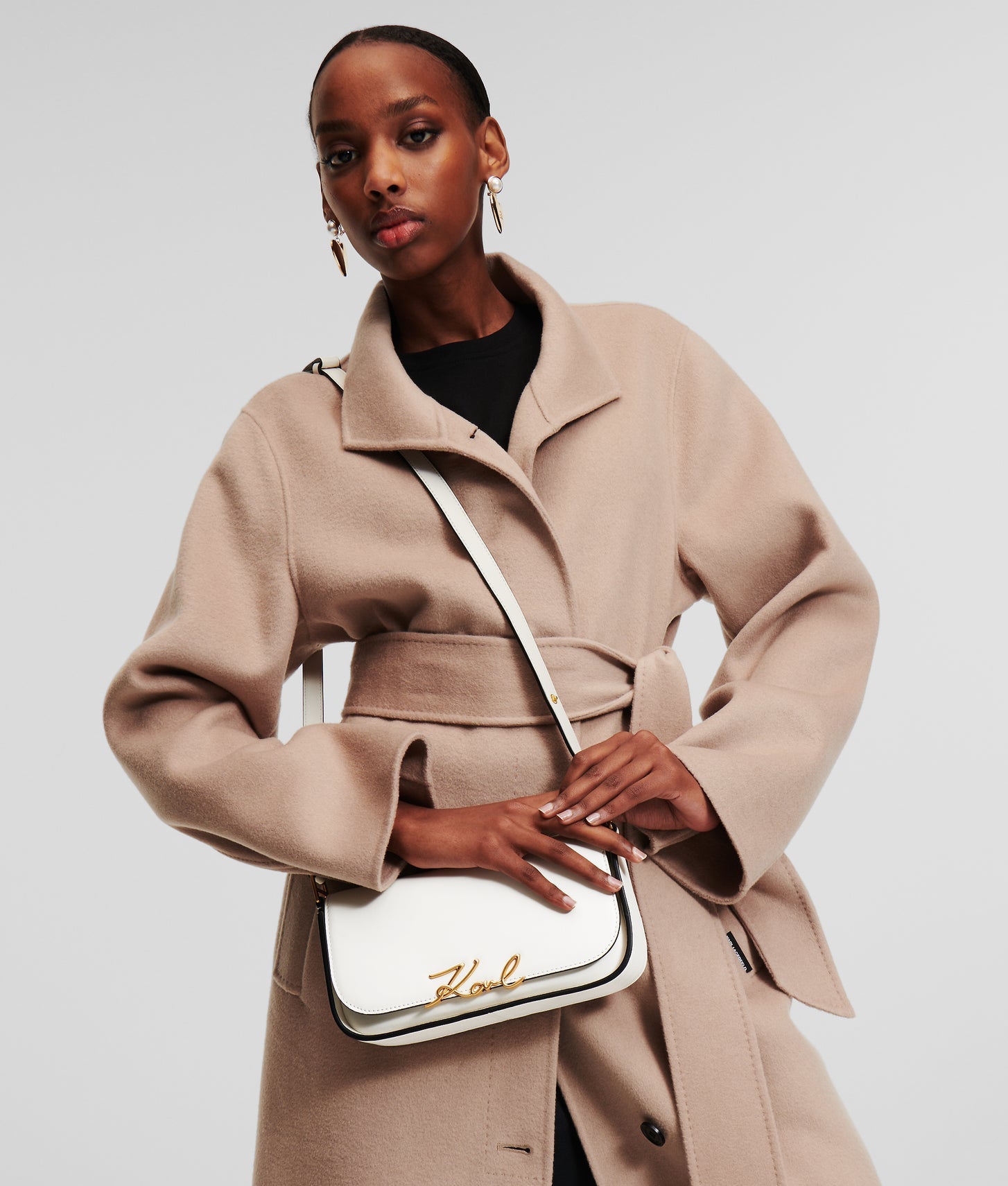 KarlLagerfeld Ksignature Two-Way Crossbody Bag Off White