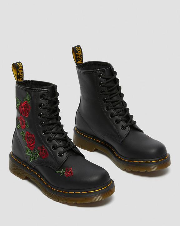 Dr Martens 1460 Vonda Floral Leather Lace Up Boots - Black