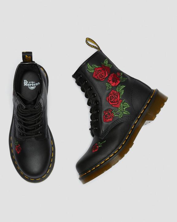 Dr Martens 1460 Vonda Floral Leather Lace Up Boots - Black
