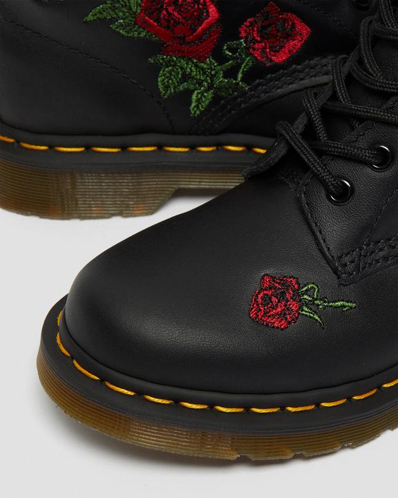 Dr Martens 1460 Vonda Floral Leather Lace Up Boots - Black