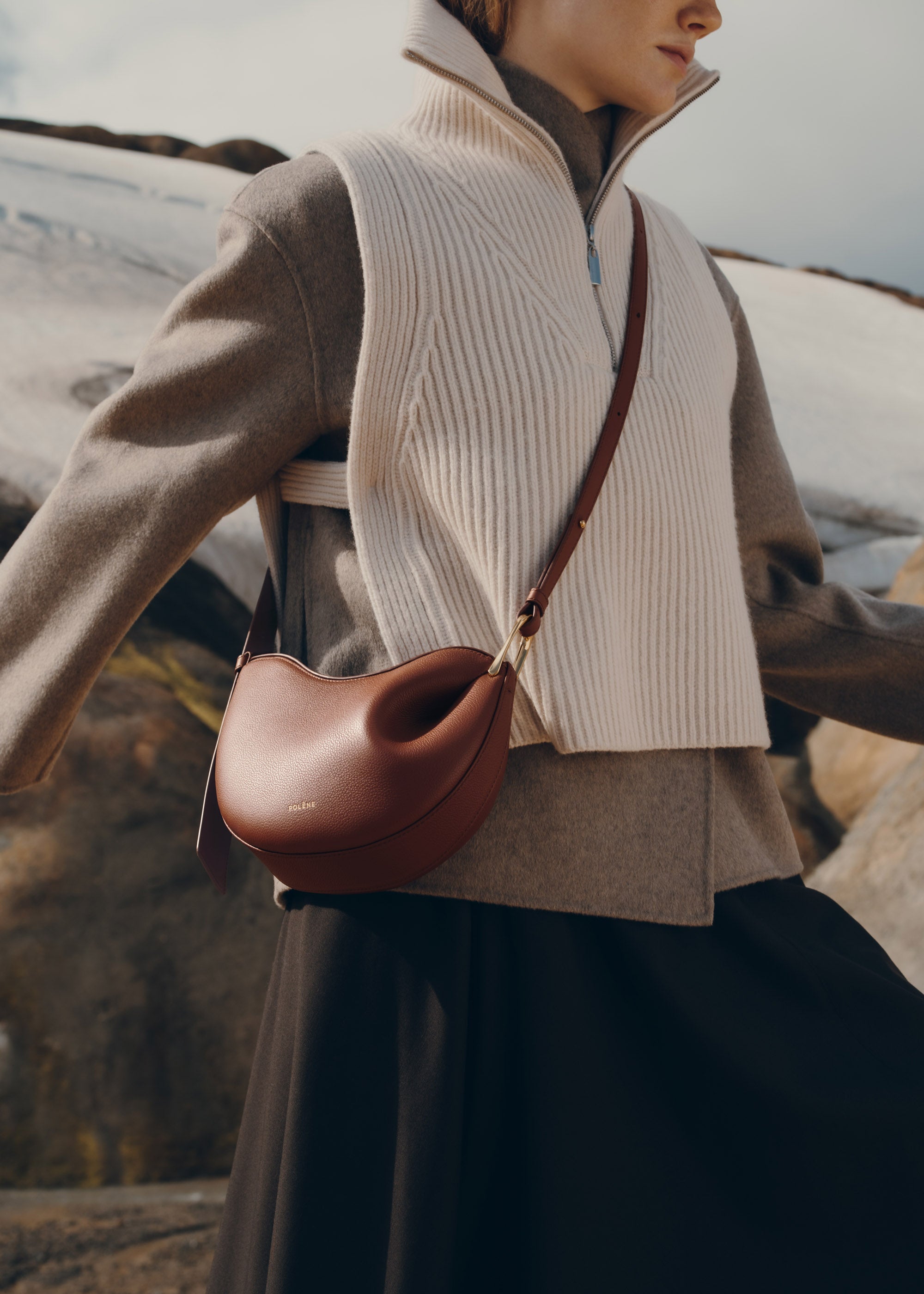 Polene Tonca Textured Cognac