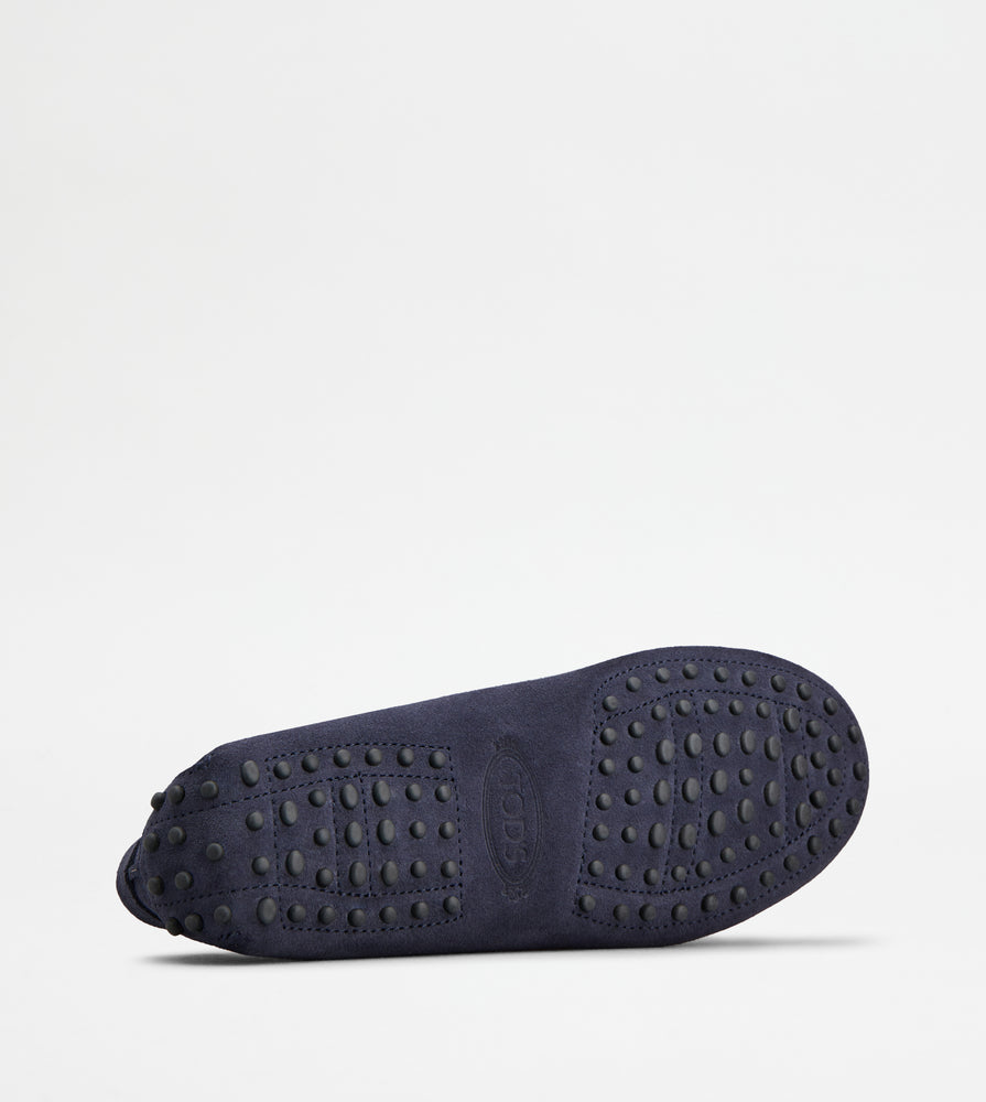 Tods Gommino Driving Shoes In Suede Blue Womens
