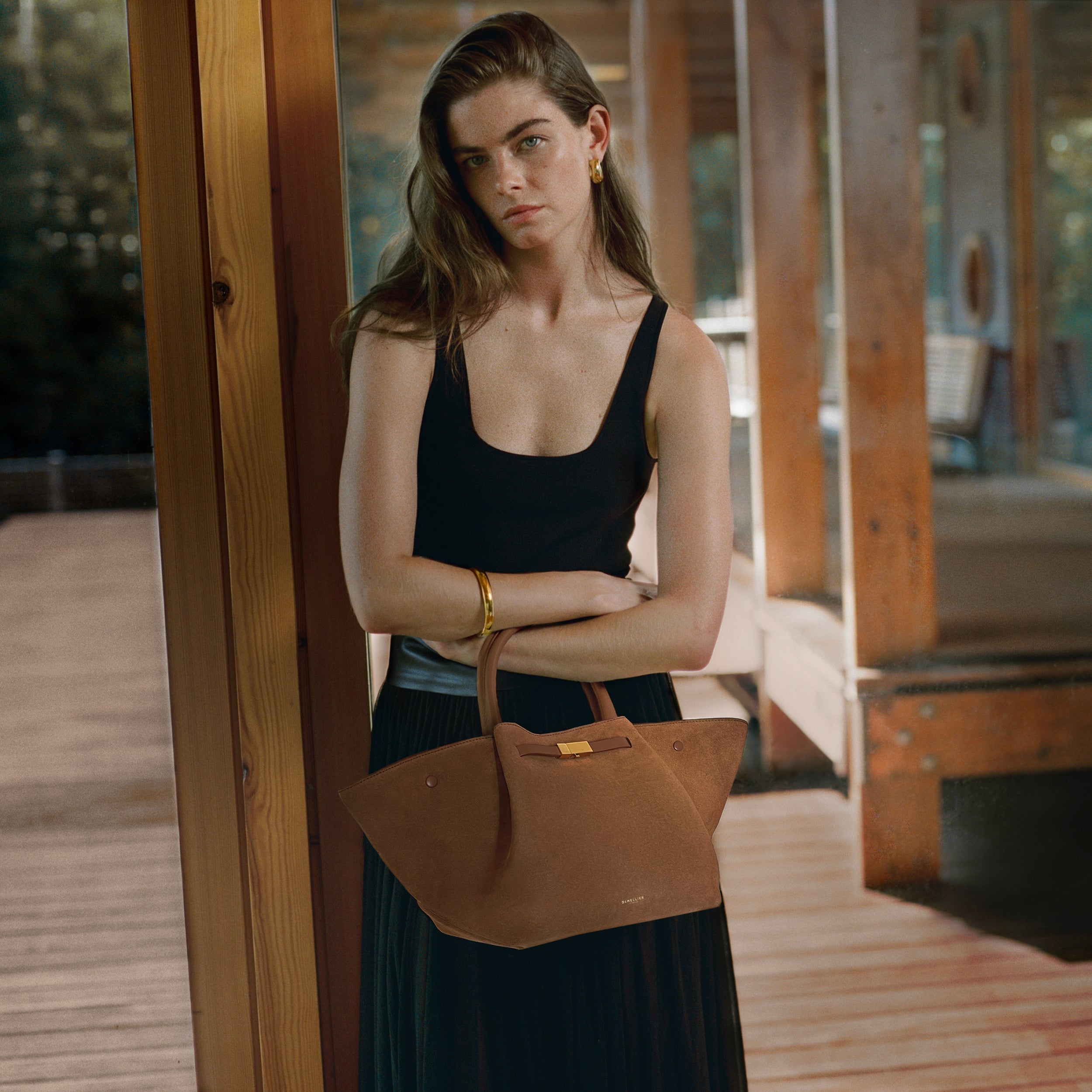 DeMellier The Midi New York deep tan suede & tan smooth