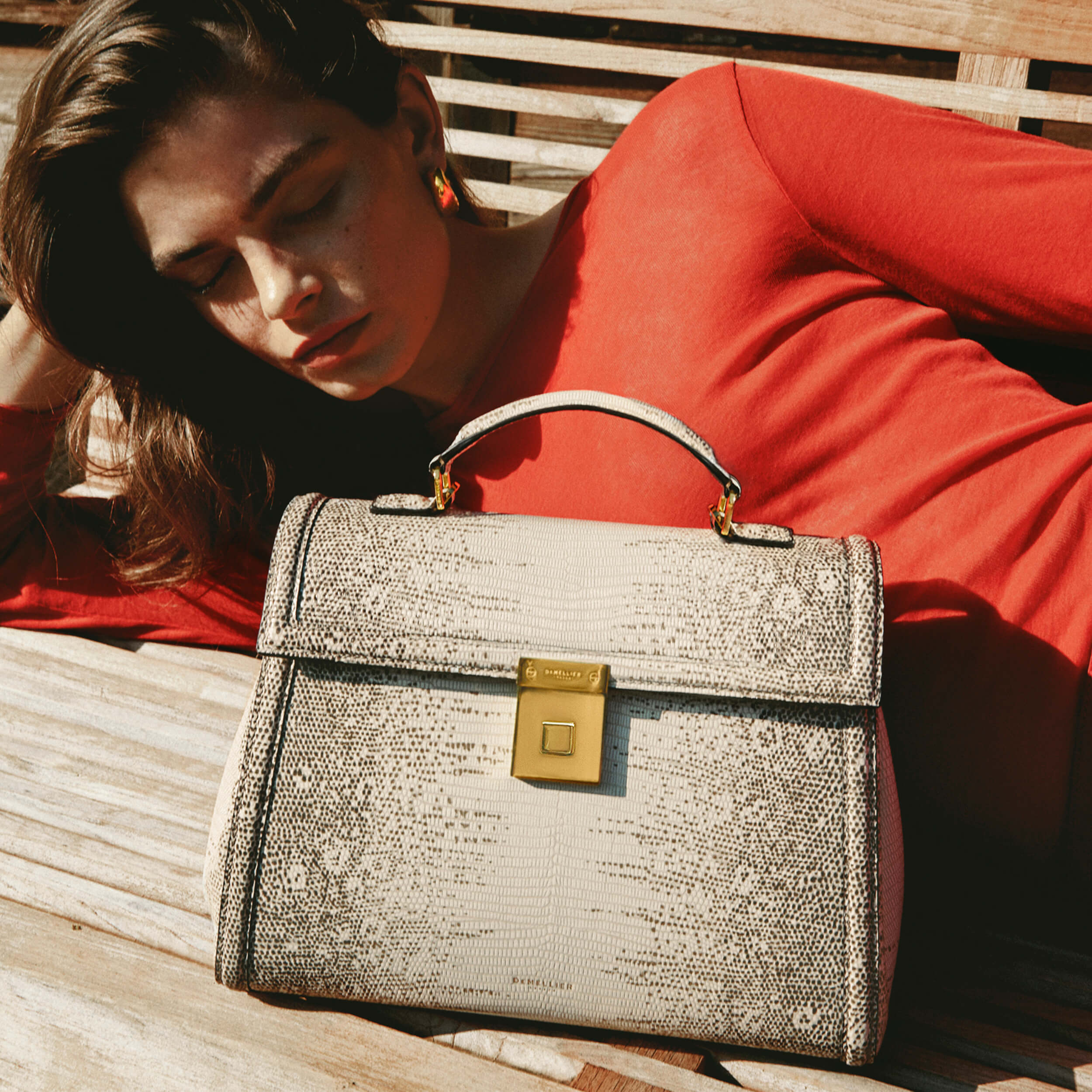 DeMellier The Midi Paris natural lizard-effect