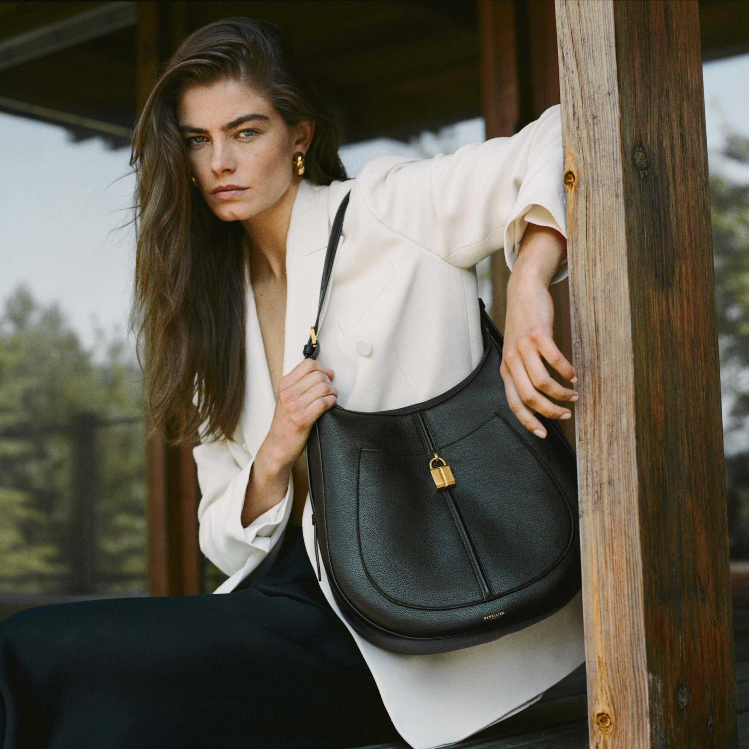 DeMellier The Siena Hobo black small grain