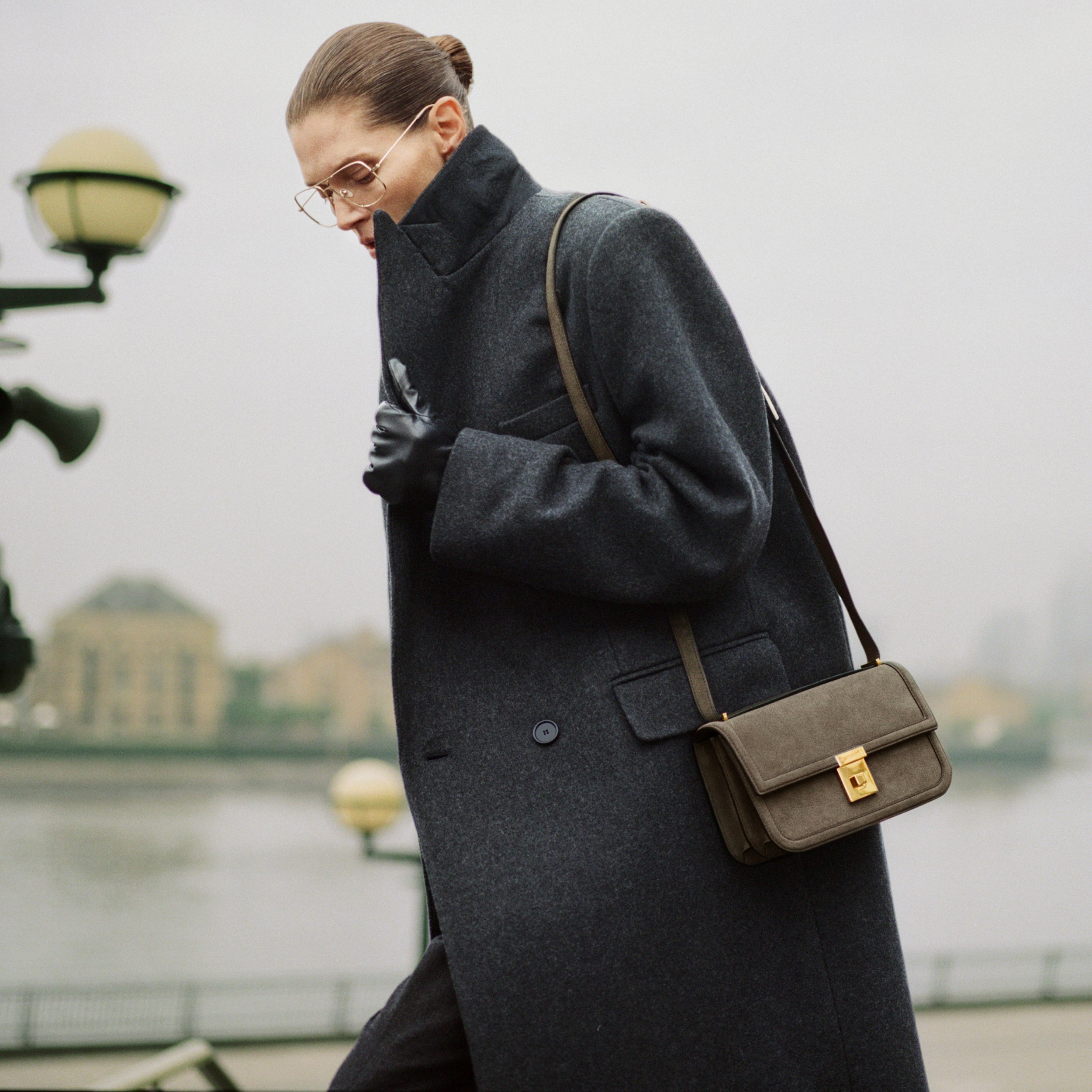 DeMellier The Paris Crossbody deep olive suede