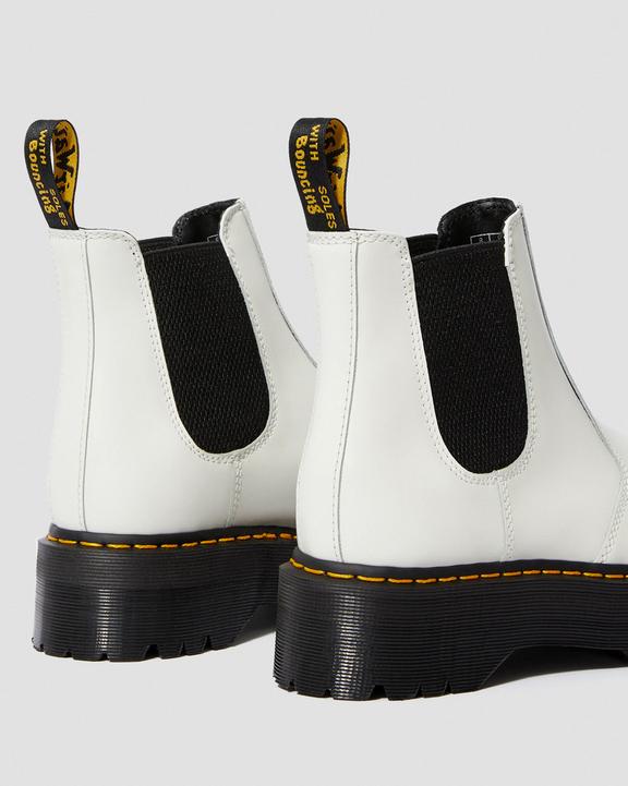 2976 Smooth Leather Platform Chelsea Boots - White - Womens