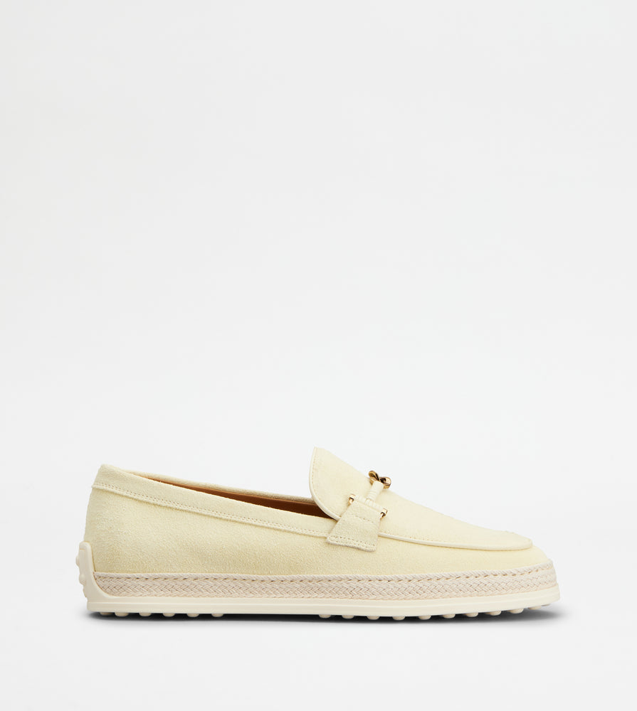 Tods Loafers In Suede Yellow Womens