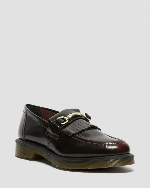 Martens Adrian Snaffle Smooth Leather Kiltie Loafers Cherry Red Arcadia Mens UK