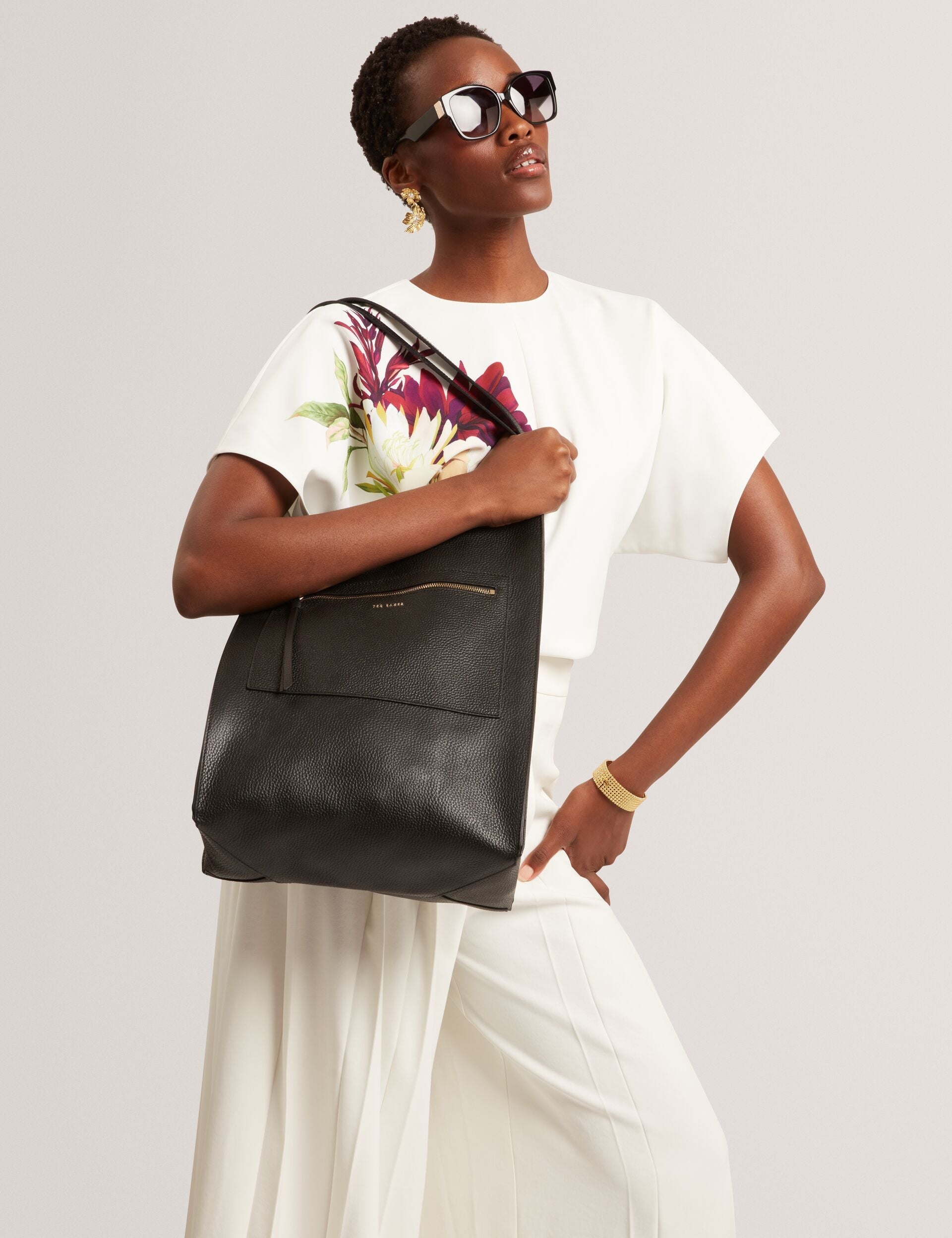 Ted Baker Tammila Tall Soft Leather Structured Tote Bag In Black Women's