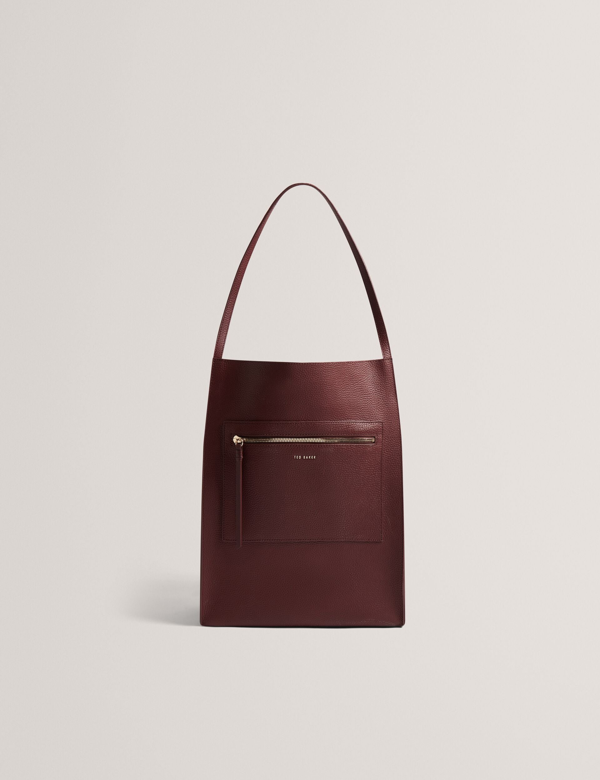 Ted Baker Tammila Tall Soft Leather Structured Tote Bag In Oxblood Women's