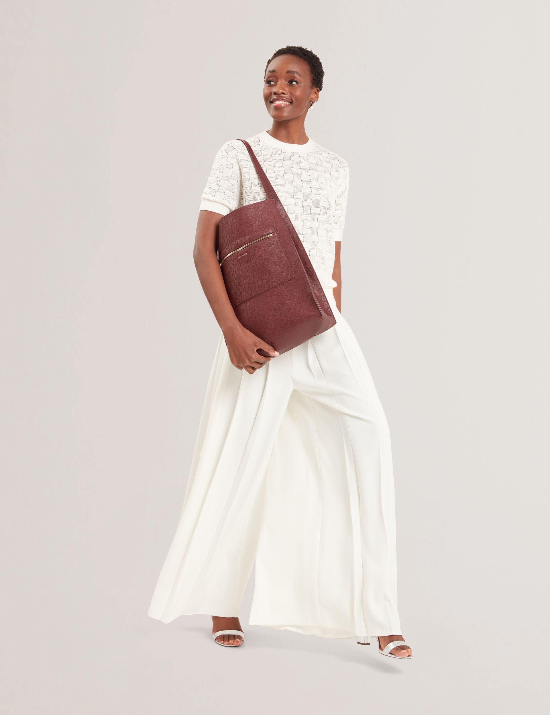 Ted Baker Tammila Tall Soft Leather Structured Tote Bag In Oxblood Women's