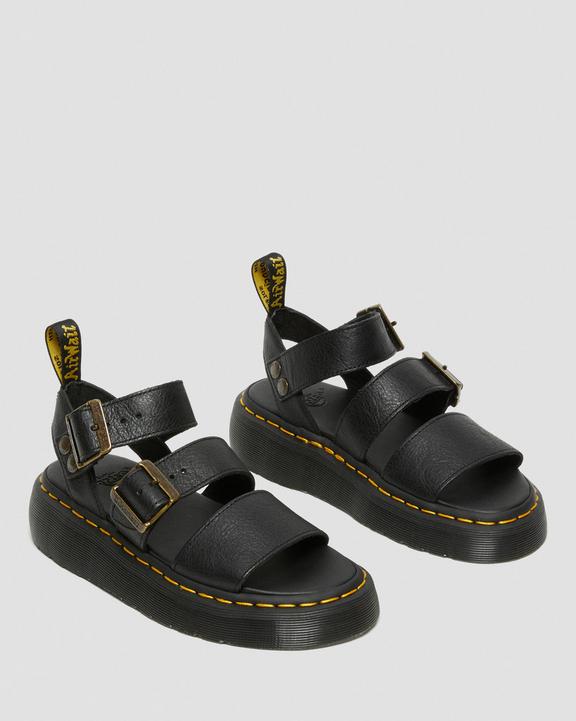 Dr Martens Gryphon Pisa Leather Platform Sandals - Black