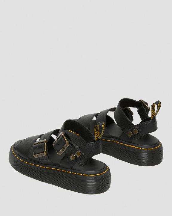 Dr Martens Gryphon Pisa Leather Platform Sandals - Black