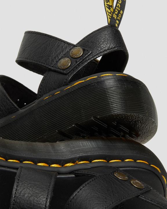 Dr Martens Gryphon Pisa Leather Platform Sandals - Black