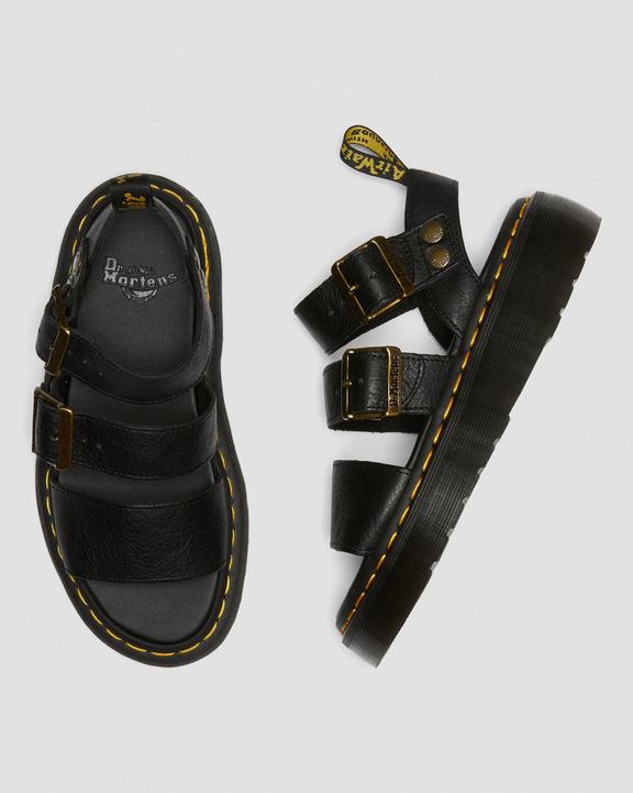 Dr Martens Gryphon Pisa Leather Platform Sandals - Black