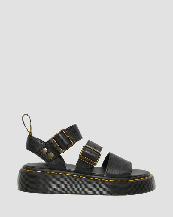 Dr Martens Gryphon Pisa Leather Platform Sandals - Black
