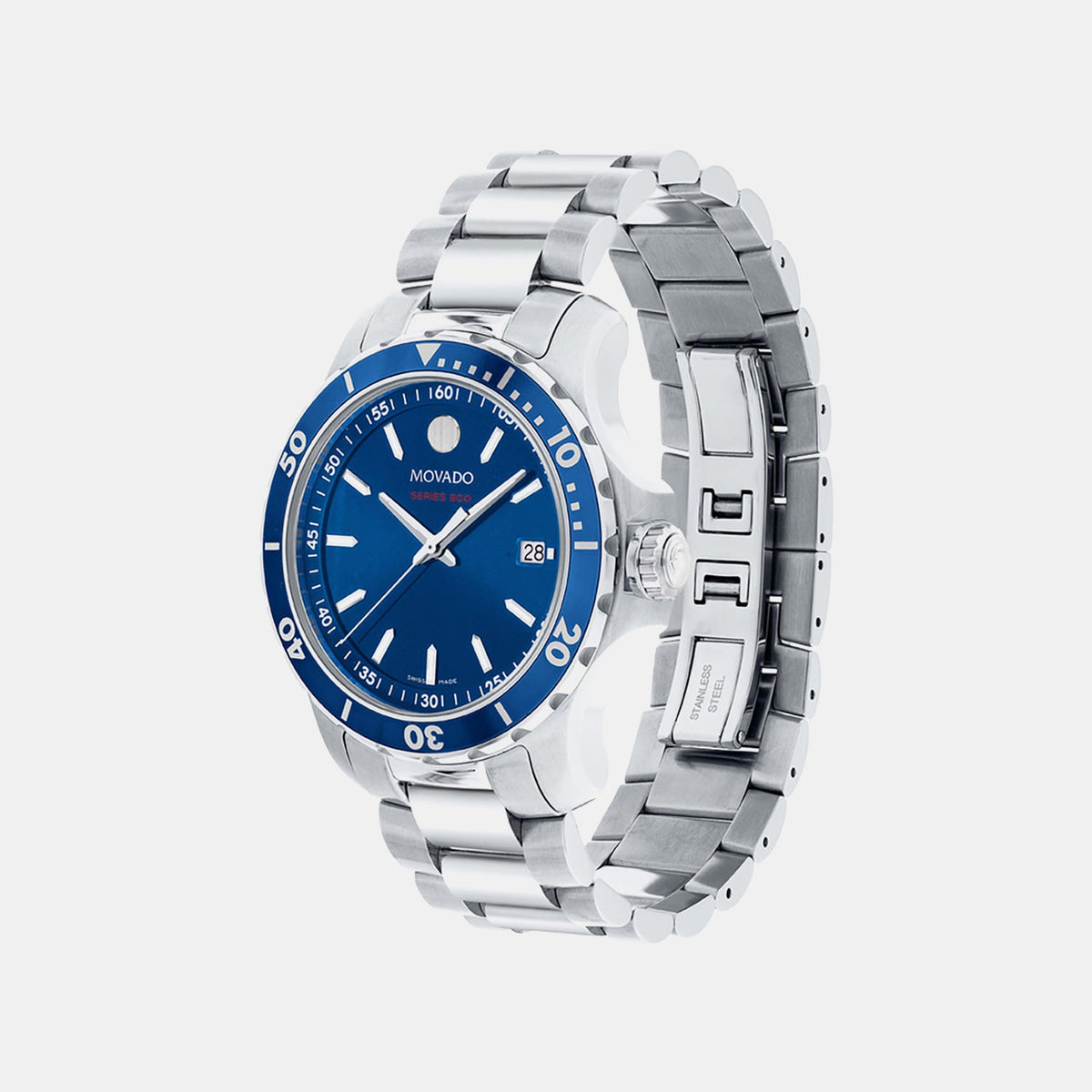 Movado Series 800 Men Quartz Blue Dial Analog Stainless Steel Watch 2600137