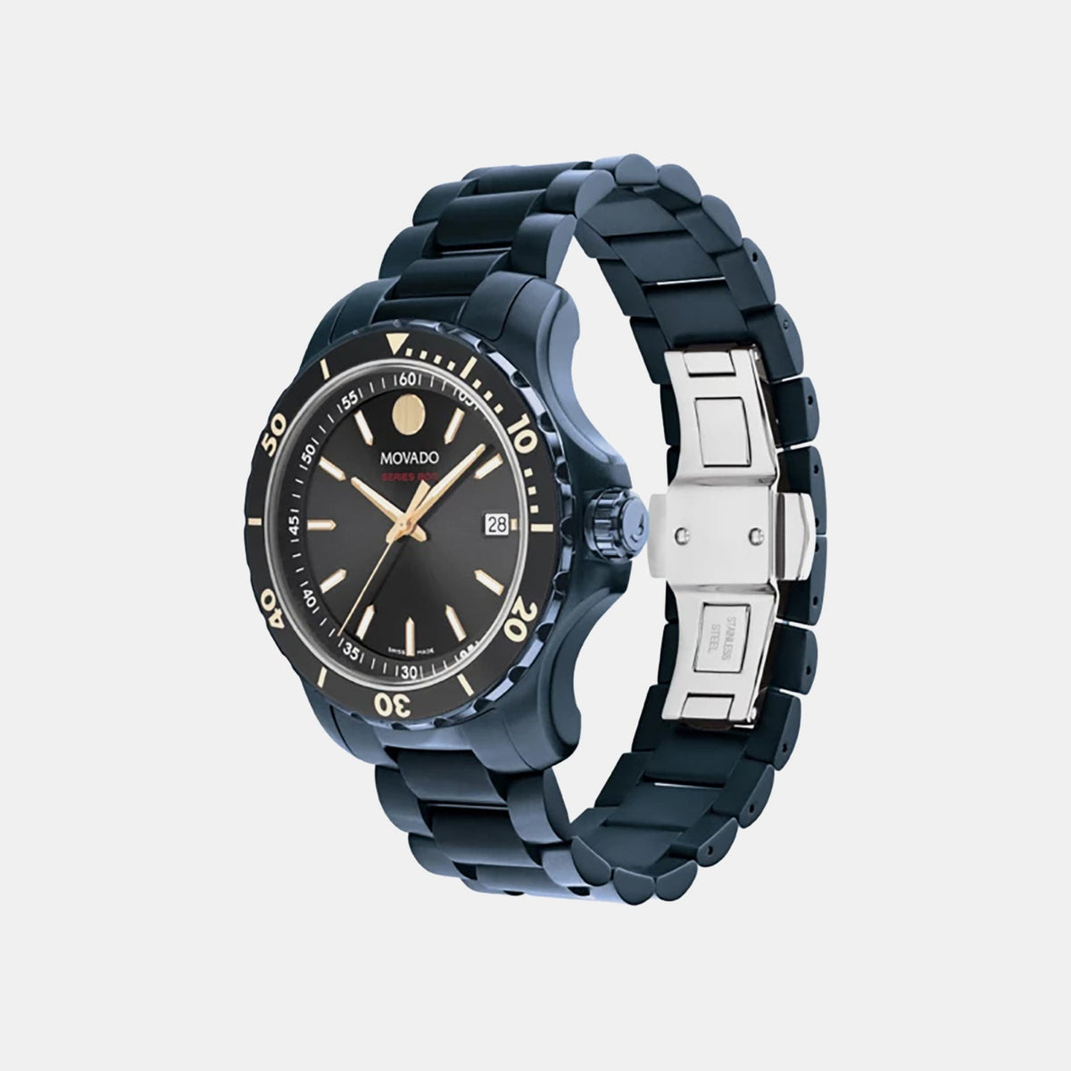 Movado Series 800 Men Quartz Black Dial Analog Stainless Steel Watch 2600160
