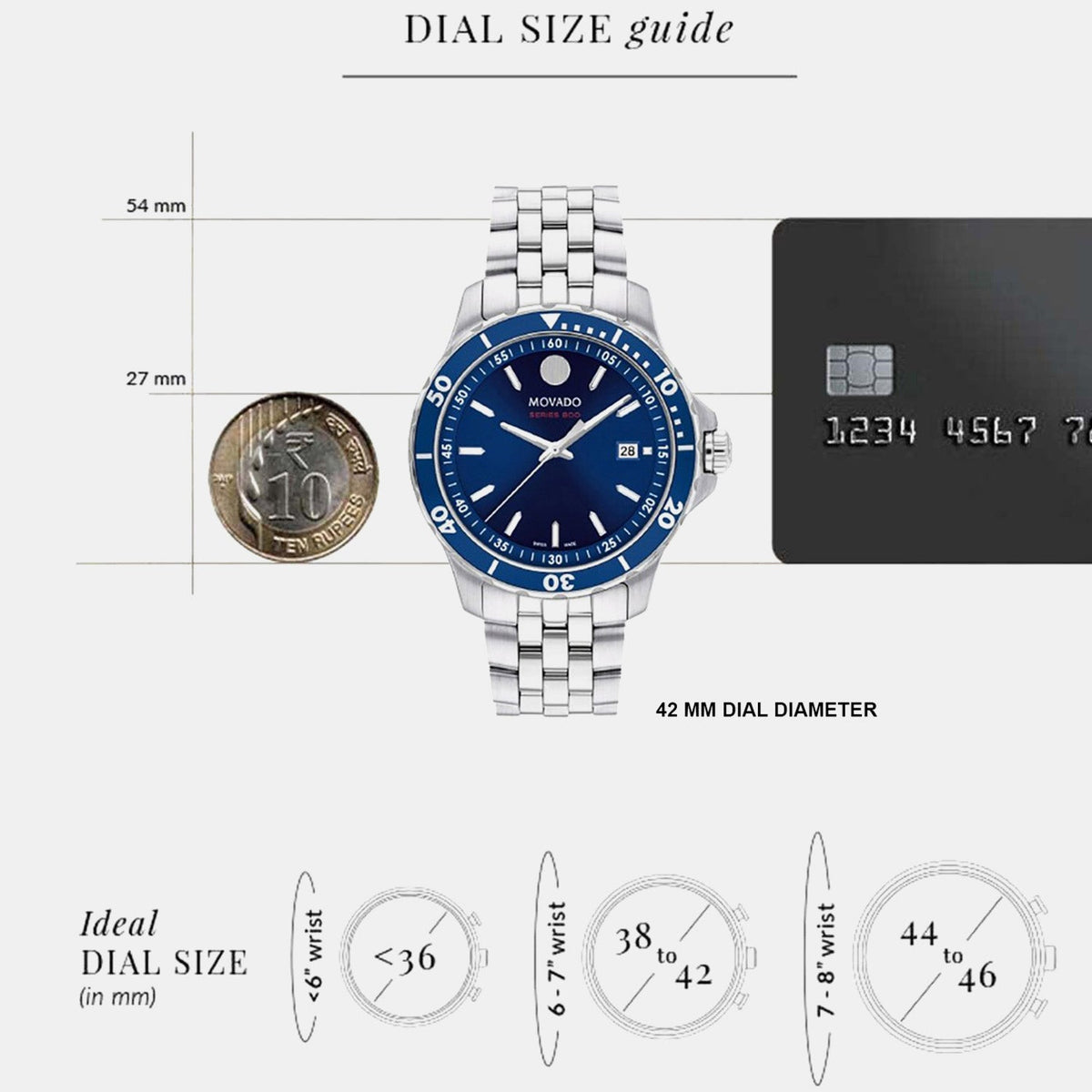 Movado Series 800 Men Quartz Blue Dial Analog Stainless Steel Watch 2600183