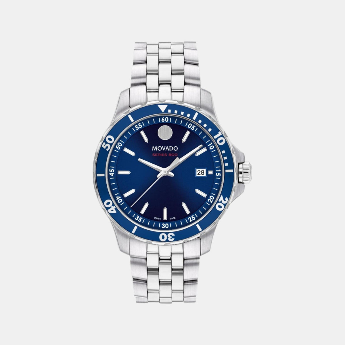 Movado Series 800 Men Quartz Blue Dial Analog Stainless Steel Watch 2600183