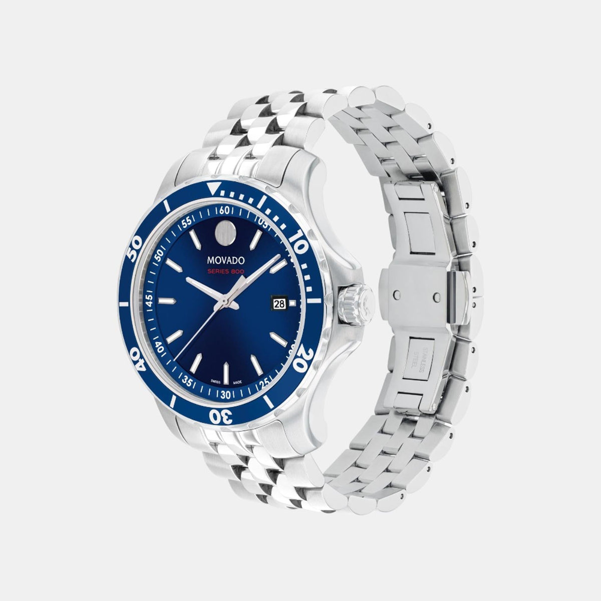 Movado Series 800 Men Quartz Blue Dial Analog Stainless Steel Watch 2600183