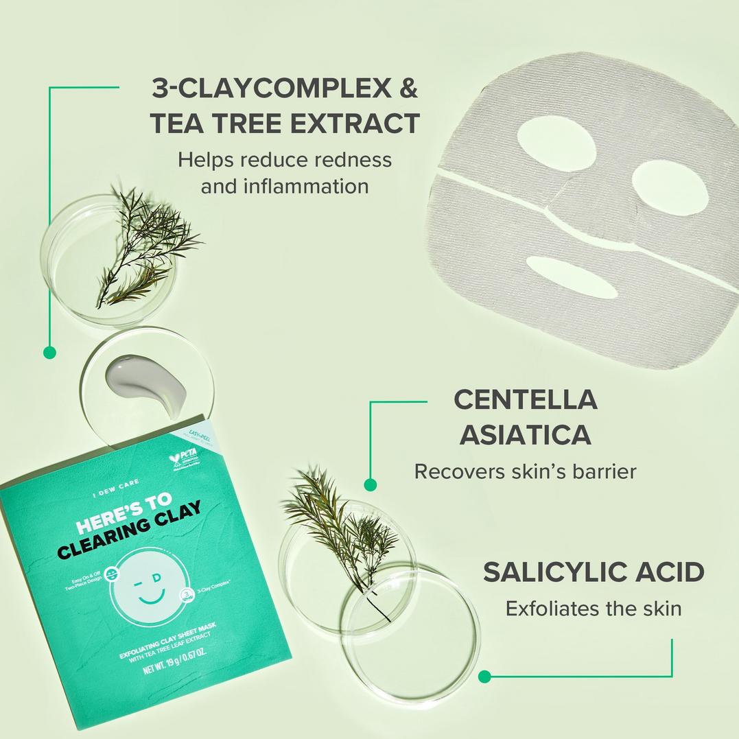 I Dew Care Here's To Clearing Clay Exfoliating Sheet Mask