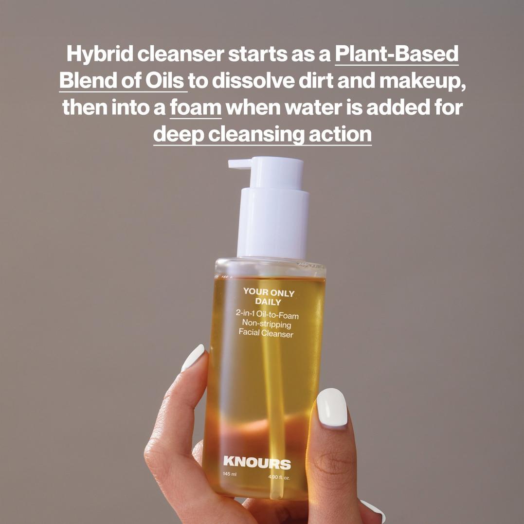 Knours. 2-in-1 Oil-to-Foam Non-Stripping Facial Cleanser