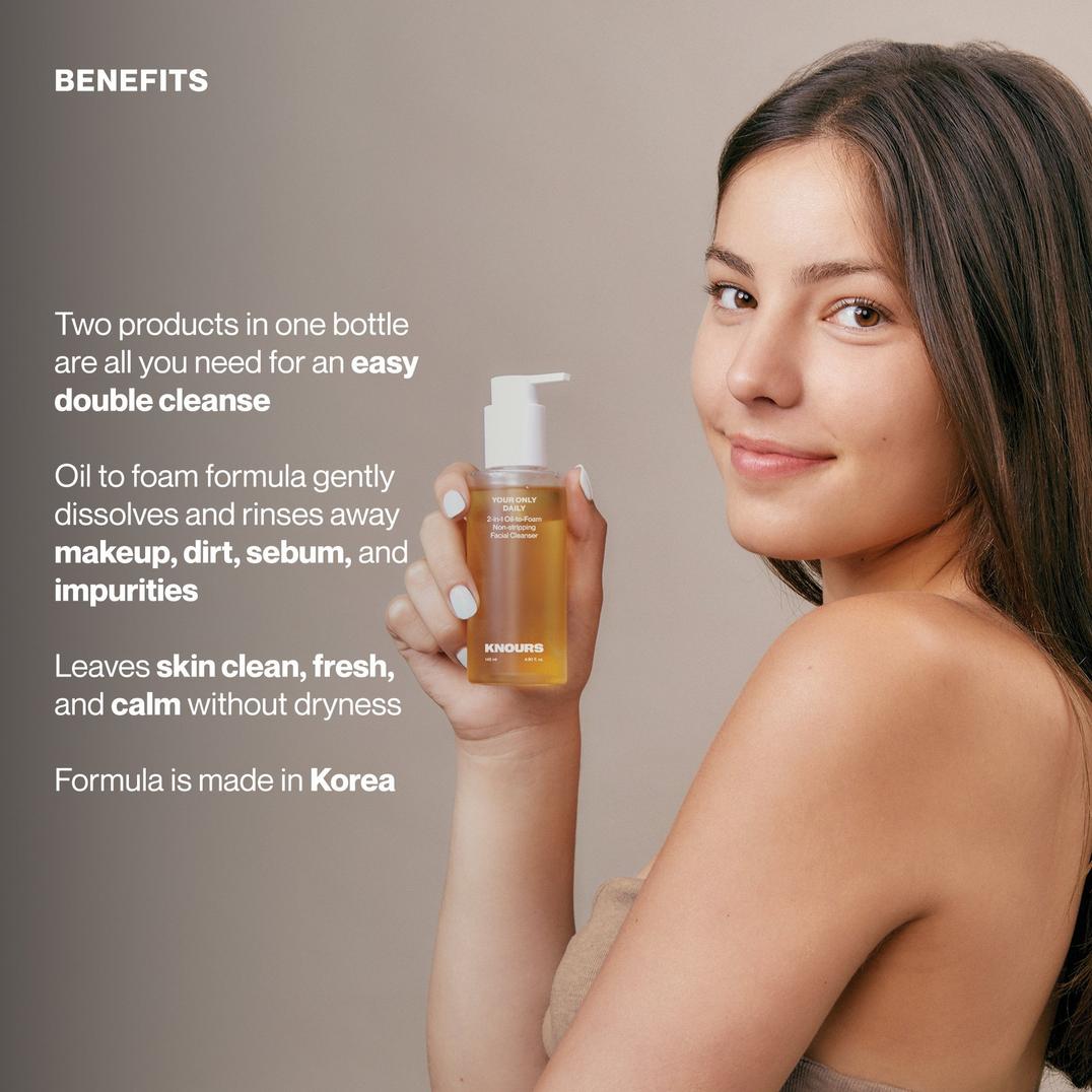 Knours. 2-in-1 Oil-to-Foam Non-Stripping Facial Cleanser