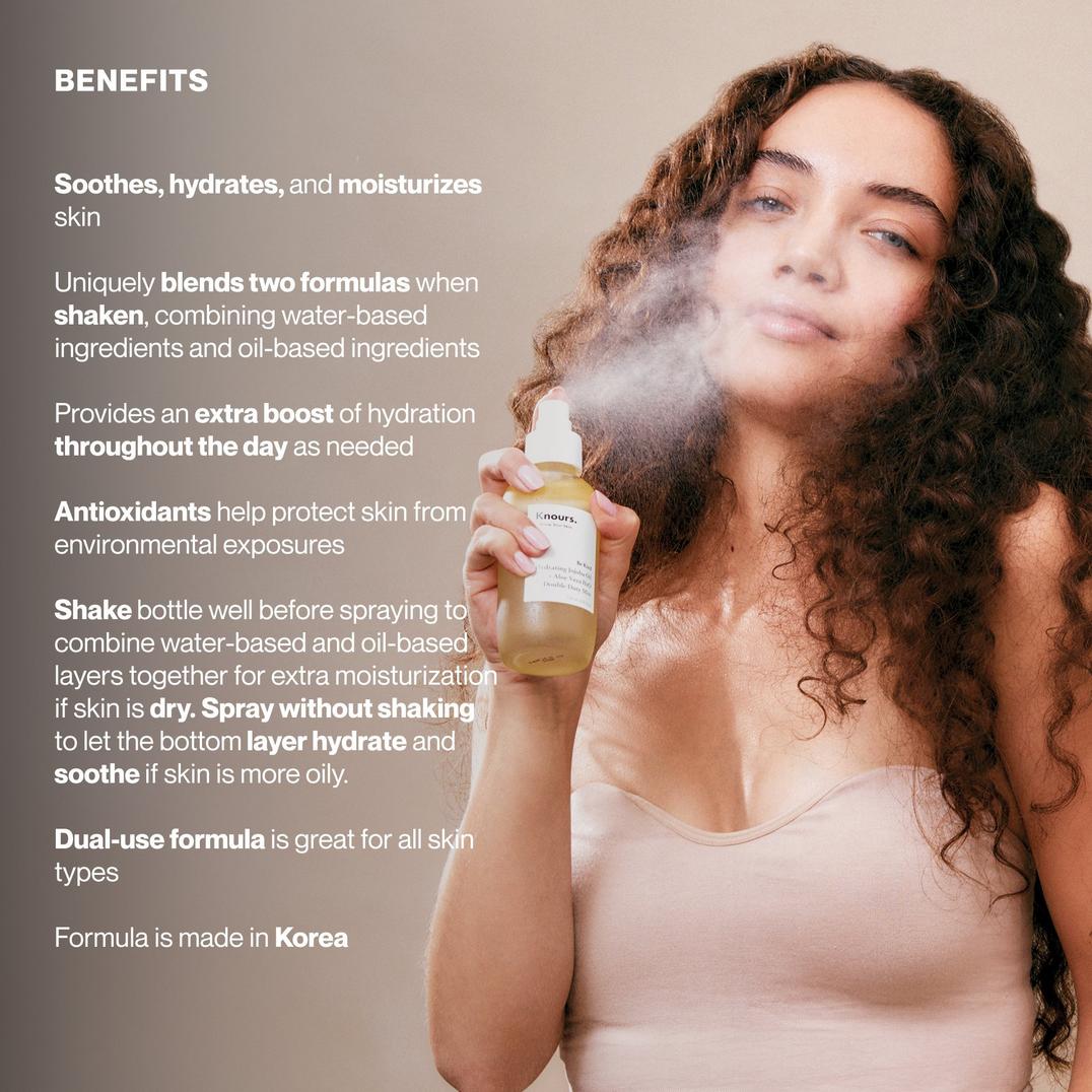 Knours. Hydrating Jojoba Oil + Aloe Vera H2O Double Duty Mist