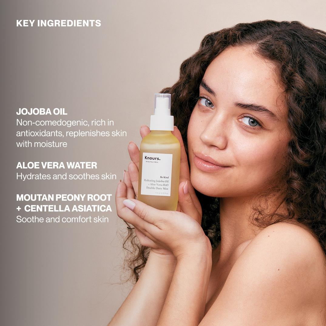 Knours. Hydrating Jojoba Oil + Aloe Vera H2O Double Duty Mist