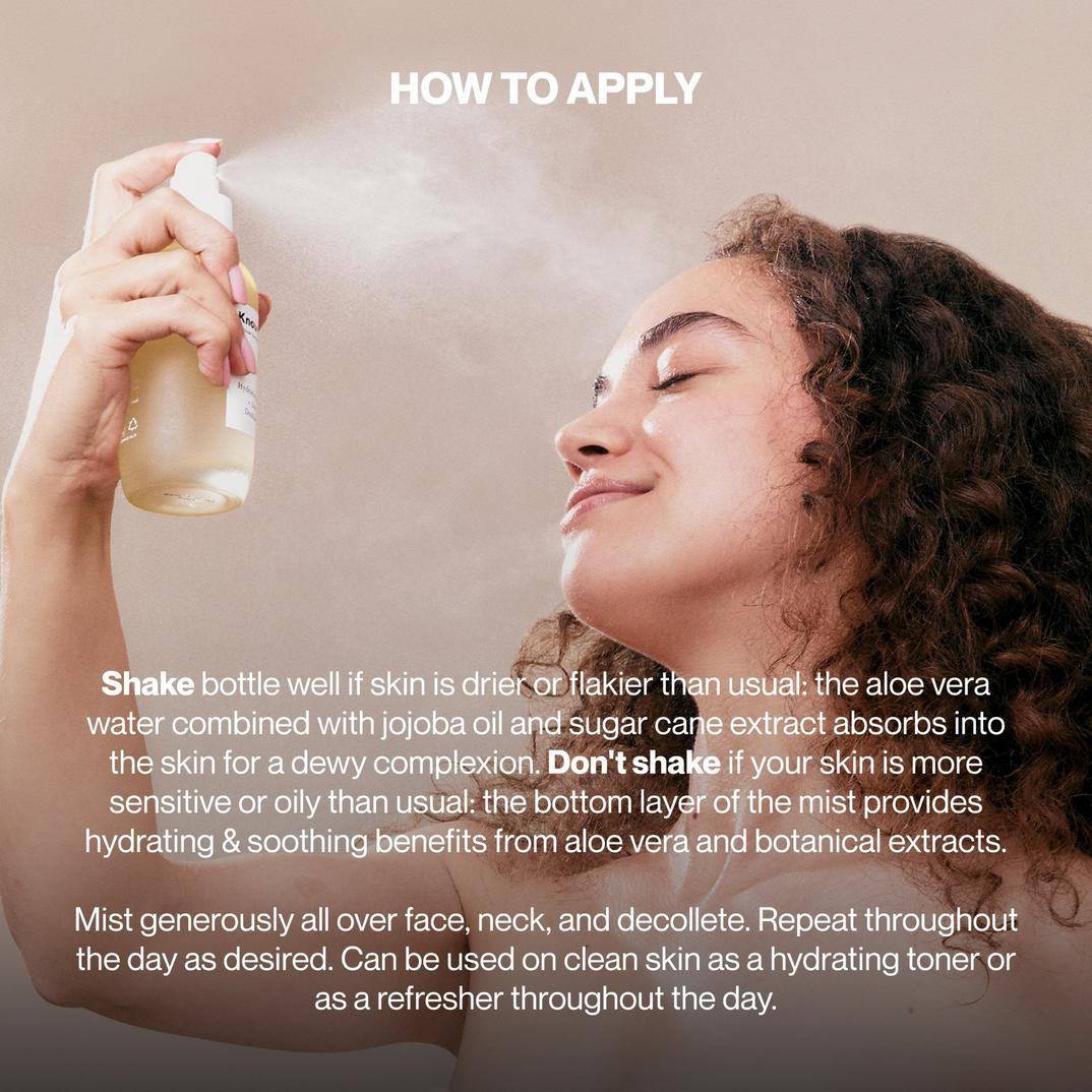 Knours. Hydrating Jojoba Oil + Aloe Vera H2O Double Duty Mist
