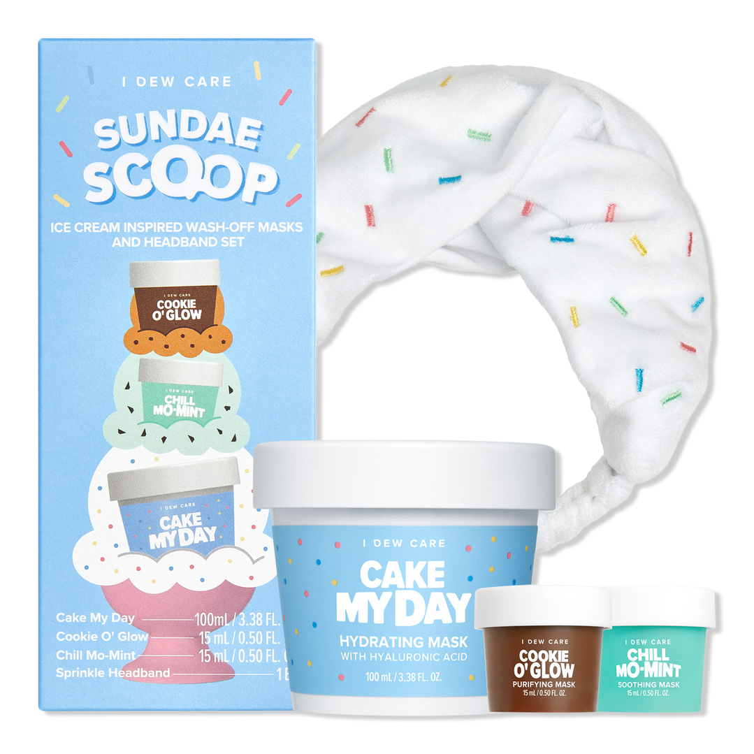 I Dew Care Sundae Scoop Ice Cream-Inspired Wash-Off Masks & Headband Set