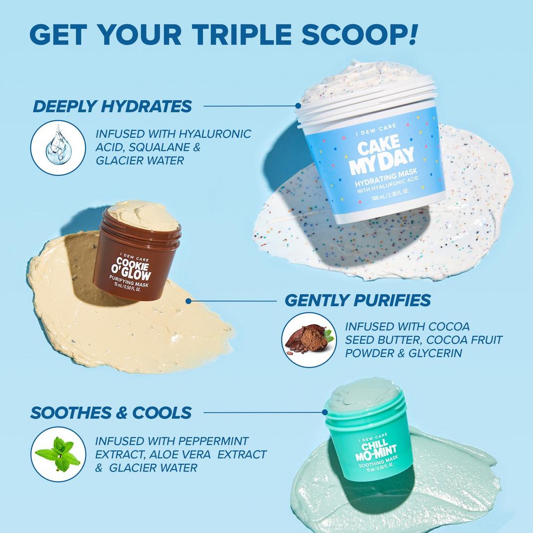 I Dew Care Sundae Scoop Ice Cream-Inspired Wash-Off Masks & Headband Set