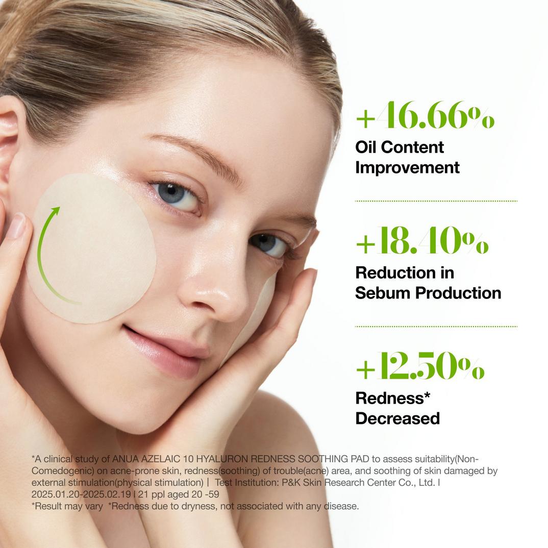 ANUA Azelaic Acid 10 Hyaluron Redness Soothing Pad