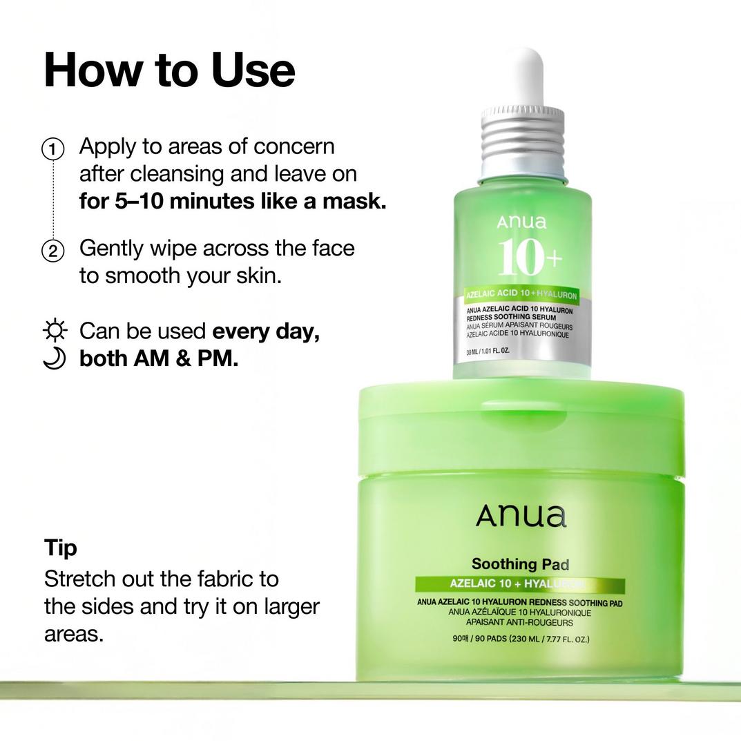 ANUA Azelaic Acid 10 Hyaluron Redness Soothing Pad