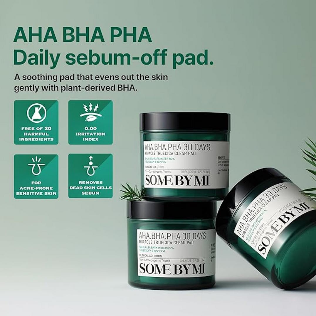 SOME BY MI AHA BHA PHA 30 Day Miracle Exfoliating Cica Toner Pads