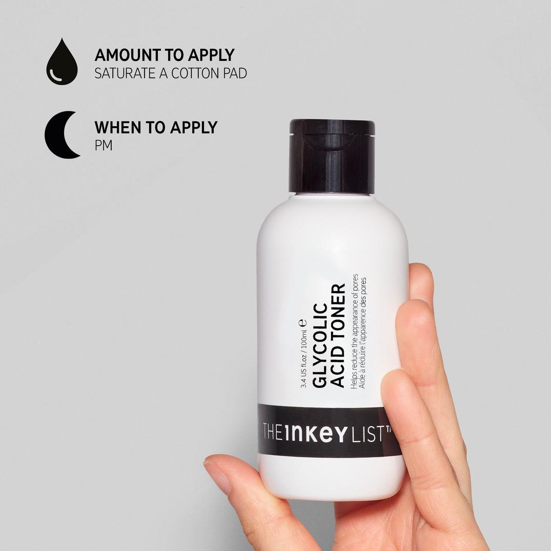 The INKEY List Glycolic Acid Exfoliating Toner, in use
