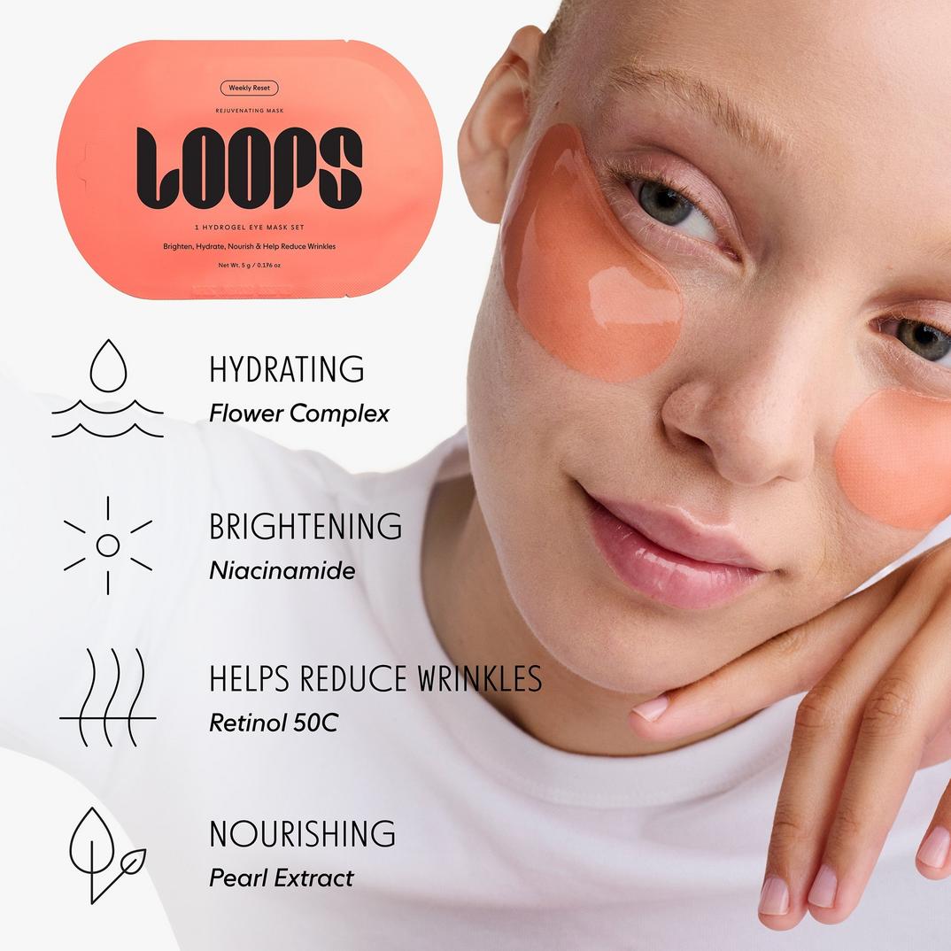 LOOPS Sculpt & Glow Hydrogel Face & Eye Mask 4 Piece Set + Gua Sha