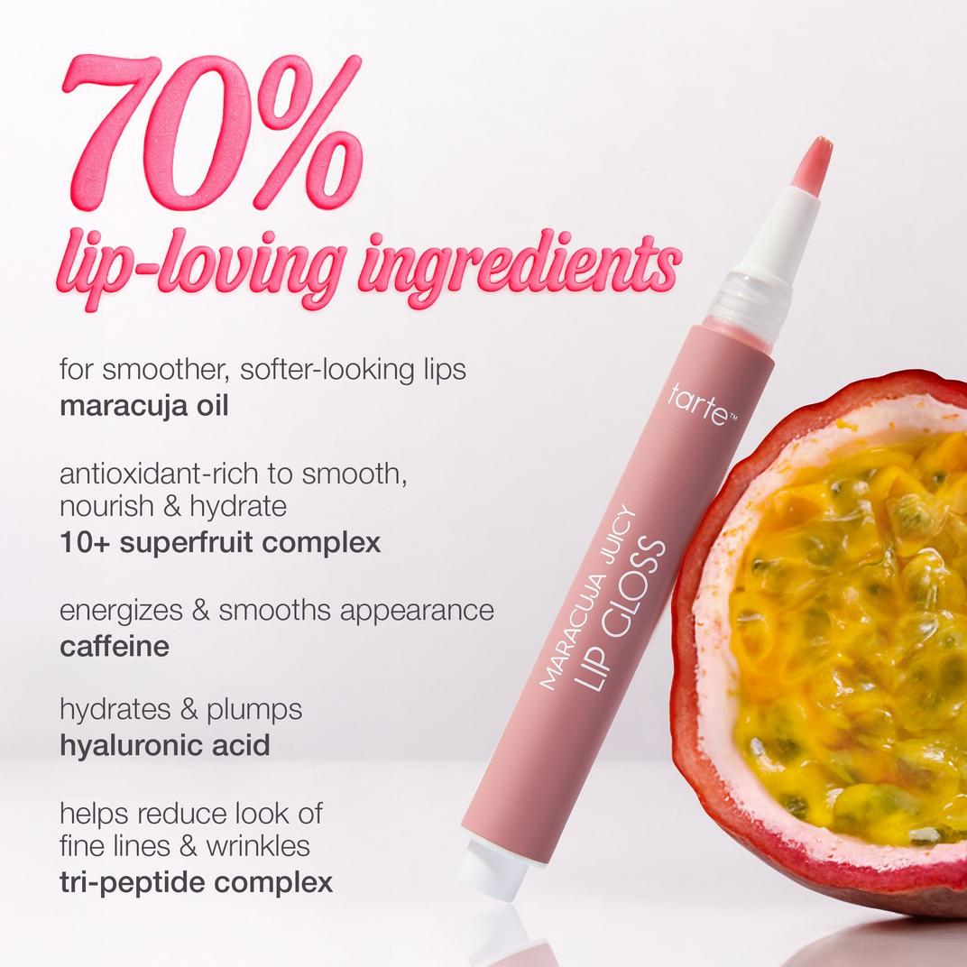 Tarte Maracuja Juicy Lip Plumping Peptide Gloss with Charm