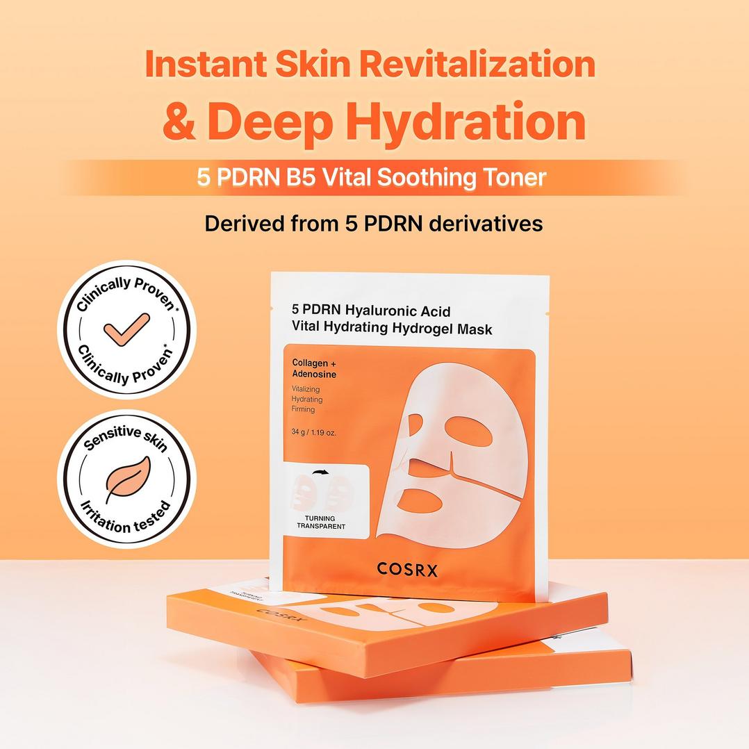 COSRX 5 PDRN Hyaluronic Acid Vital Hydrating Hydrogel Mask with Collagen & Adenosine