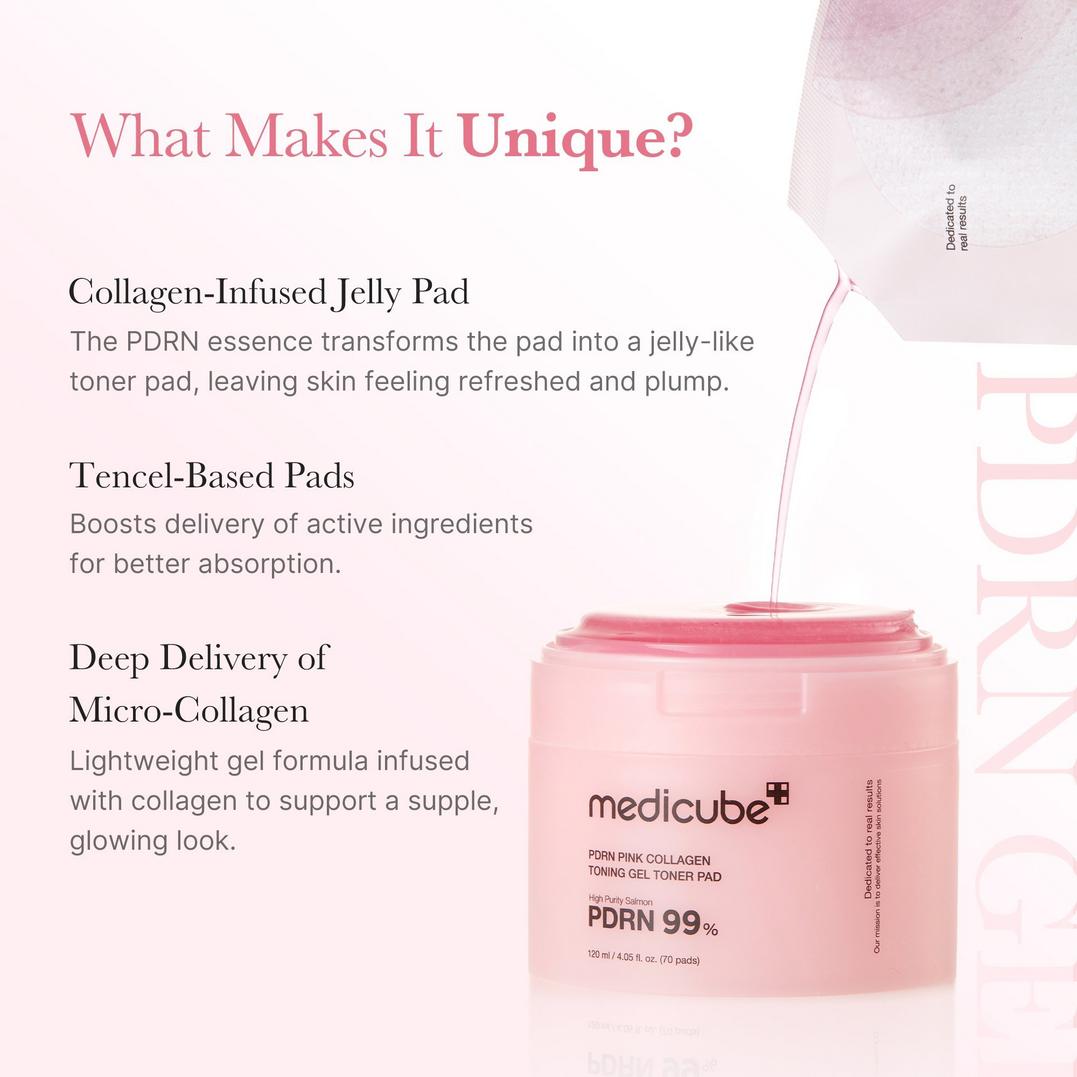 medicube PDRN Pink Collagen Toning Gel Toner Pad