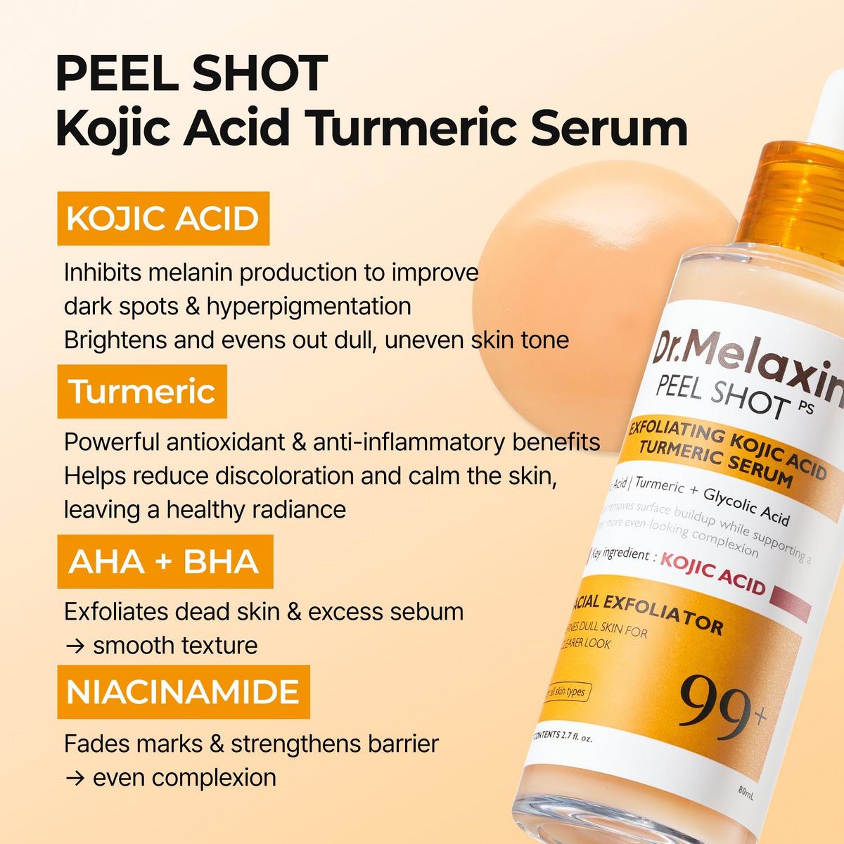Dr. Melaxin Peel Shot Exfoliating Kojic Acid Turmeric Serum