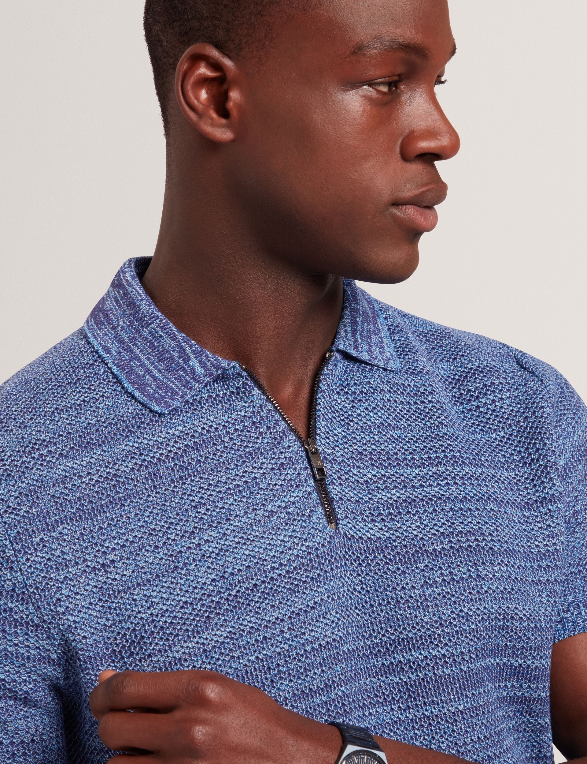 Ted Baker Blossam Space Dye Zip Neck Polo Shirt