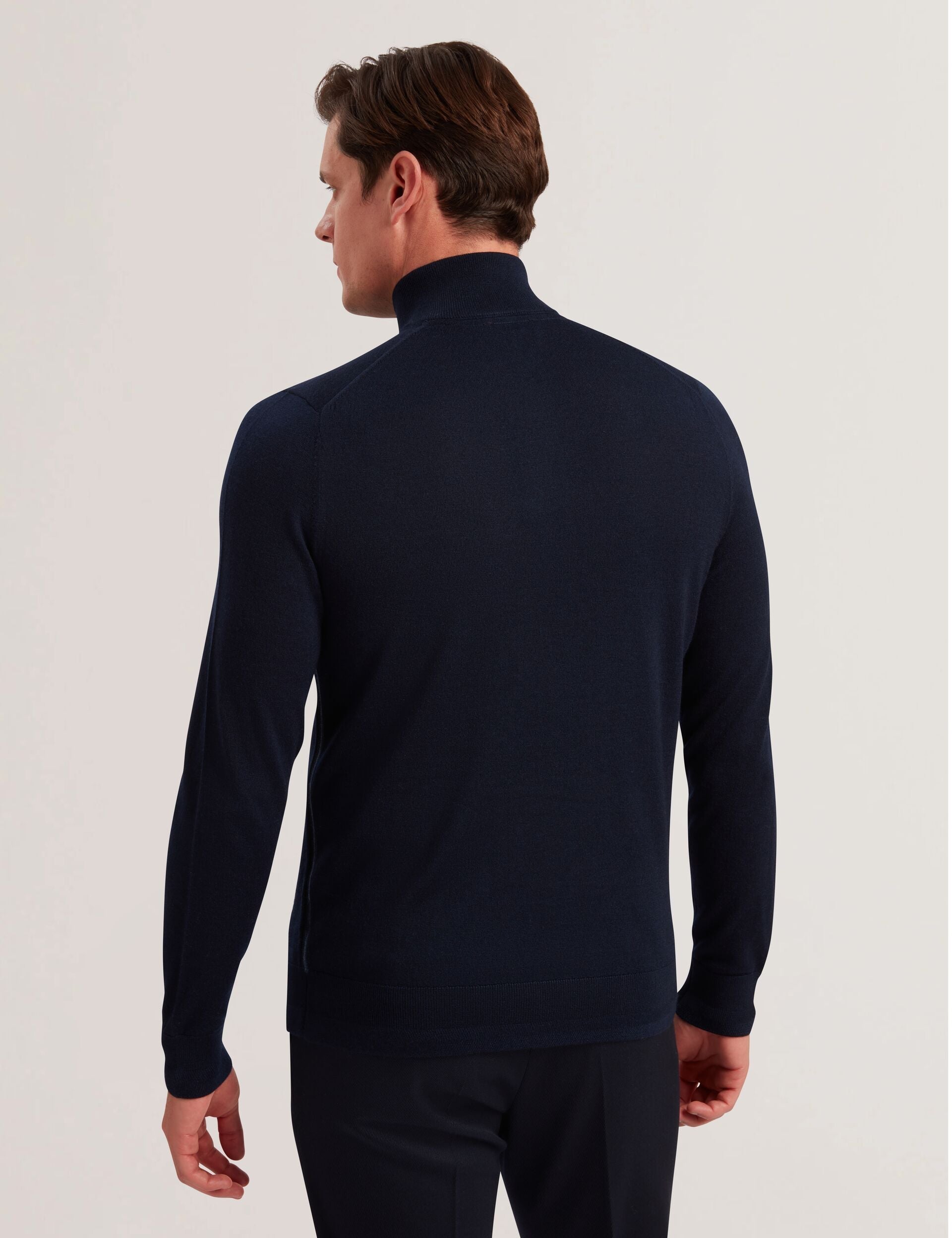 Ted Baker Limehas Wool Quarter Zip Funnel Neck Jumper In Navy