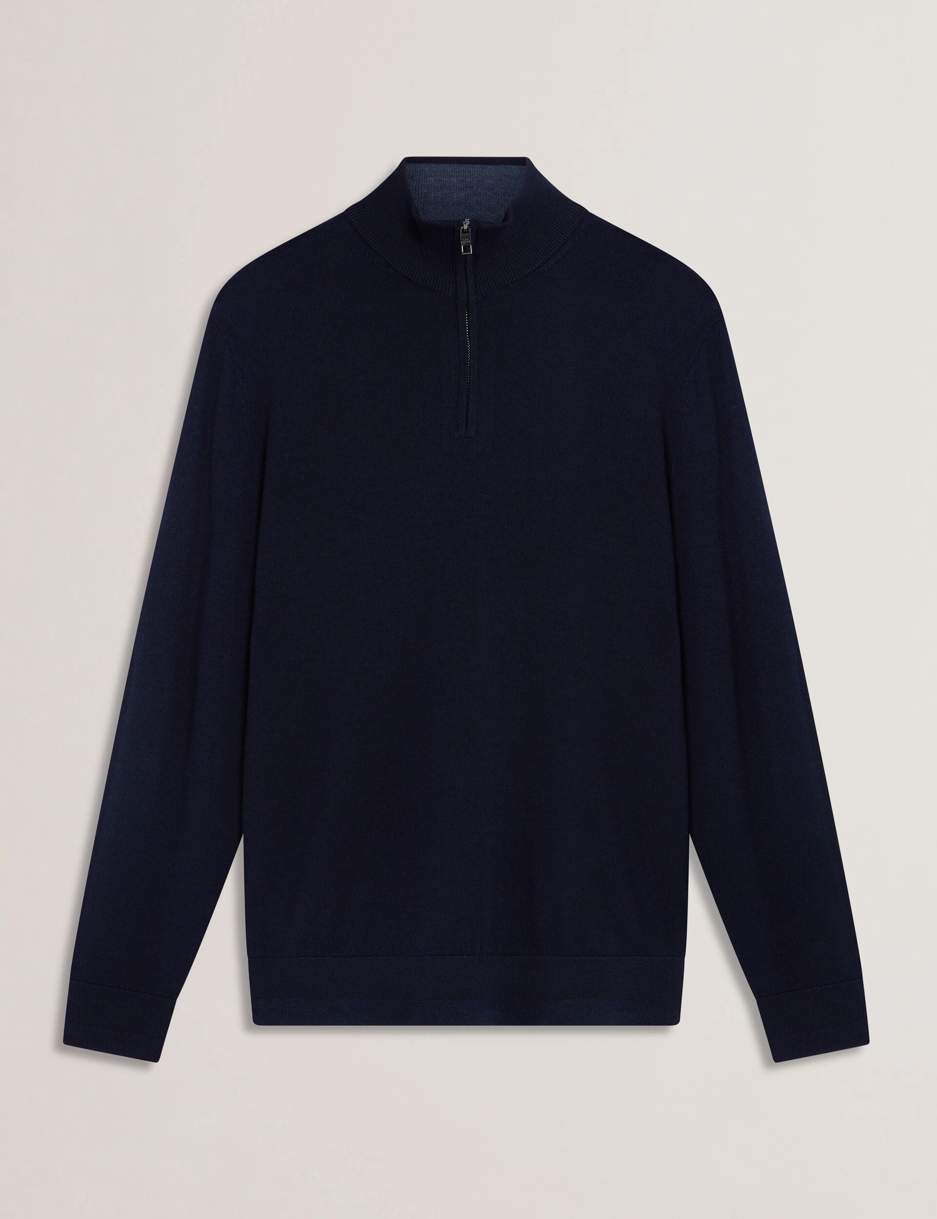Ted Baker Limehas Wool Quarter Zip Funnel Neck Jumper In Navy