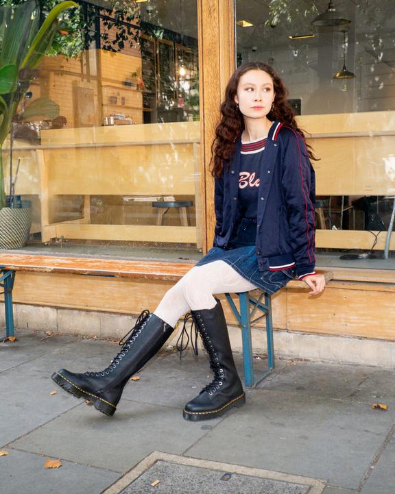Dr Martens 1B60 Bex Pisa Leather Knee High Boots - Black